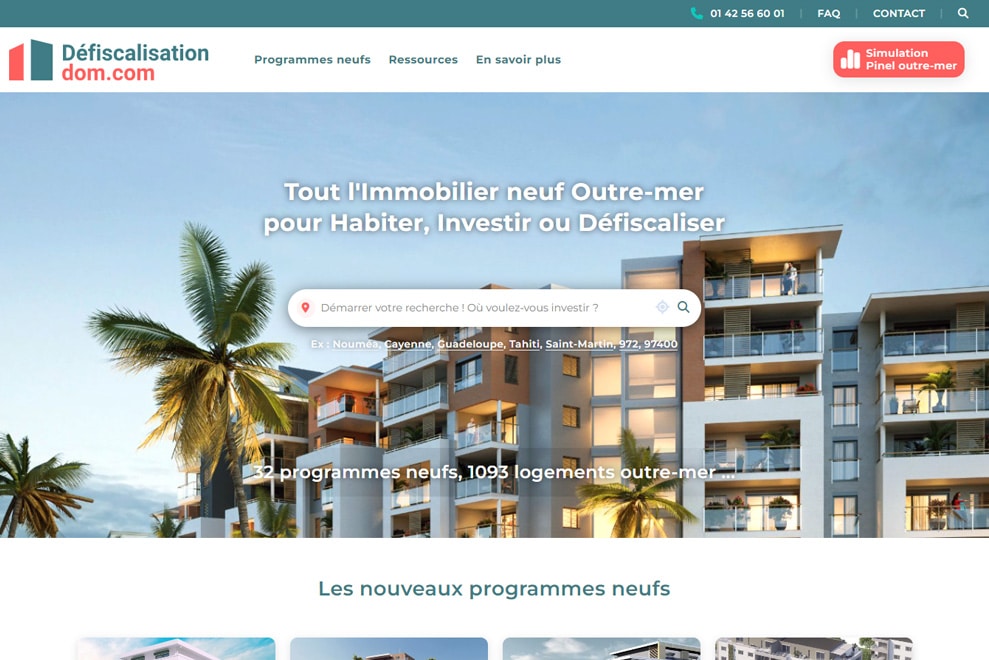 Defiscalisationdom.com, immobilier neuf dans DROM-COM